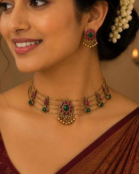 Ruby Emerald Chain Choker