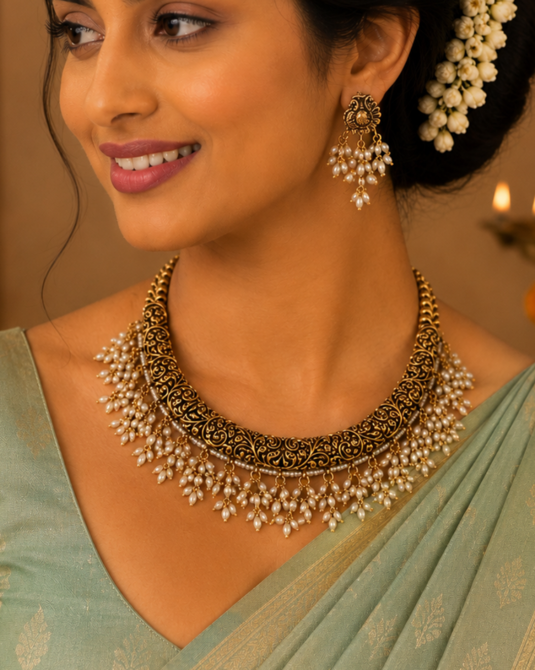 Pearl Fringe Antique Necklace