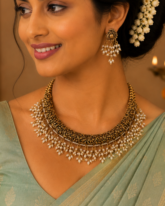 Pearl Fringe Antique Necklace