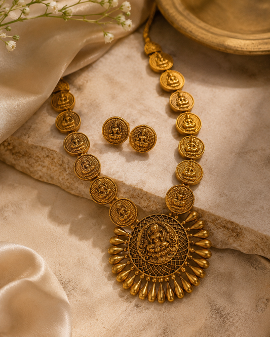 Lakshmi Coin Pendant Necklace Set