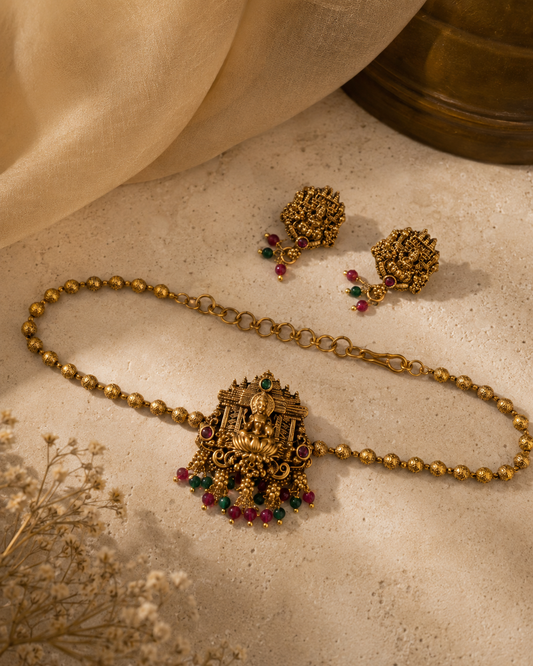 Temple Bead Lakshmi Choker Set