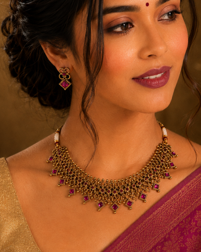 Ruby Lattice Necklace Set
