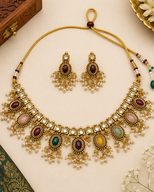 Navika Multistone Necklace Set