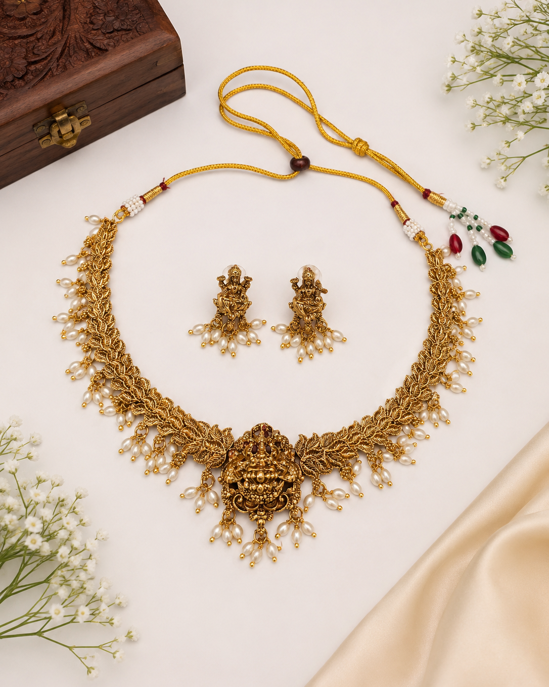 Lakshmi Pearl Vine Necklace Set