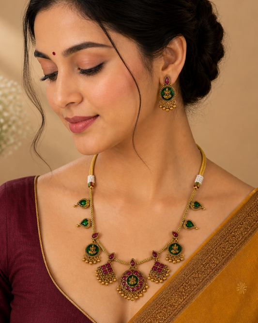 Lakshmi Heritage Motif Necklace Set