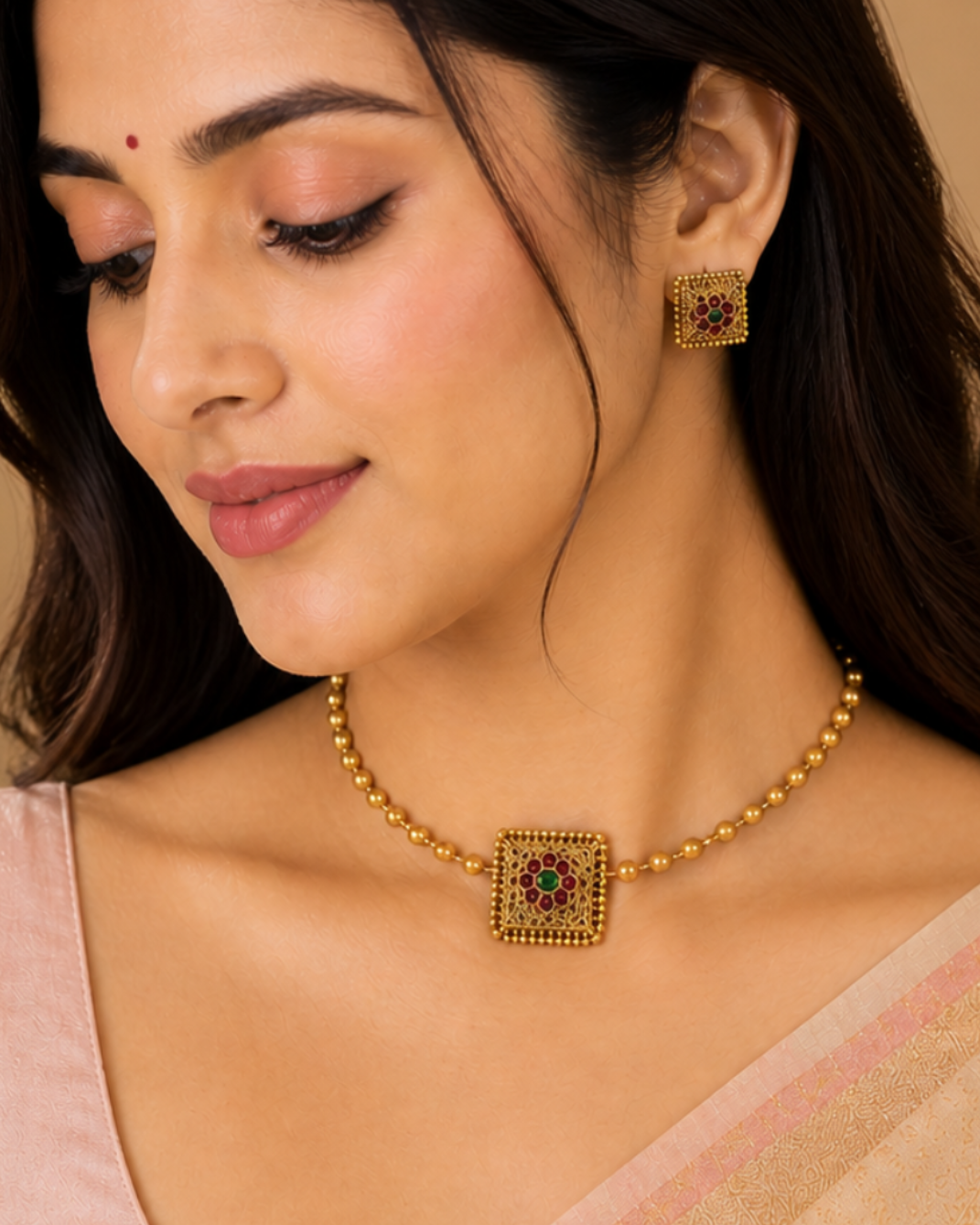 Antique Beaded Square Choker Set