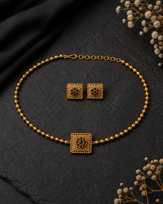 Antique Beaded Square Choker Set