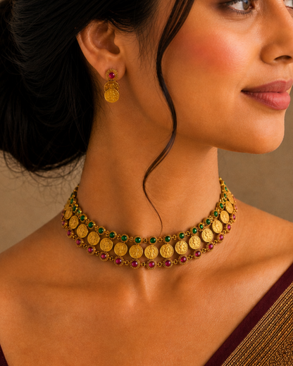 Antique Coin Dual Line Choker Set