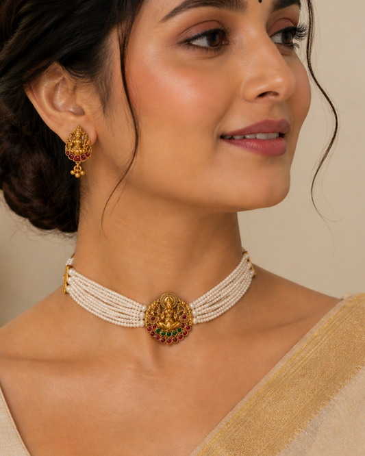 Antique Lakshmi Pearl Choker Set