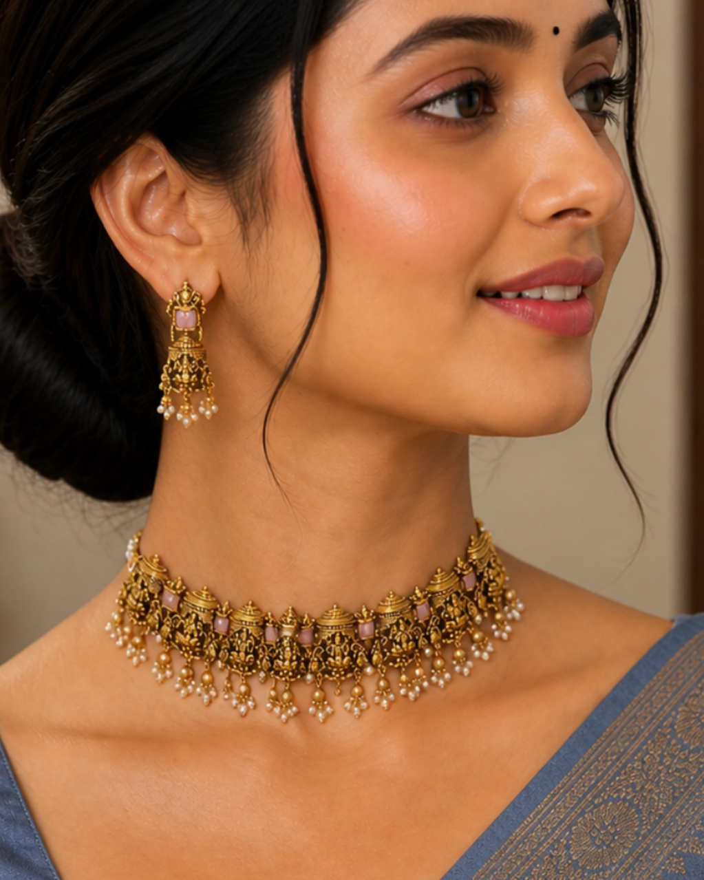 Lakshmi Dome Pearl Choker Set