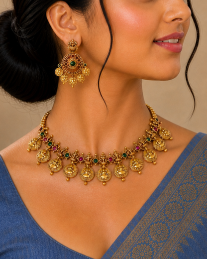 Lakshmi Coin Drop Necklace Set