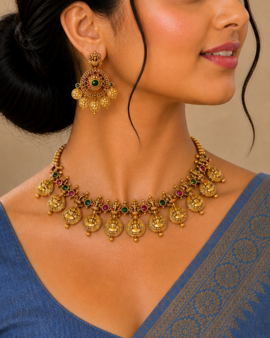 Lakshmi Coin Drop Necklace Set