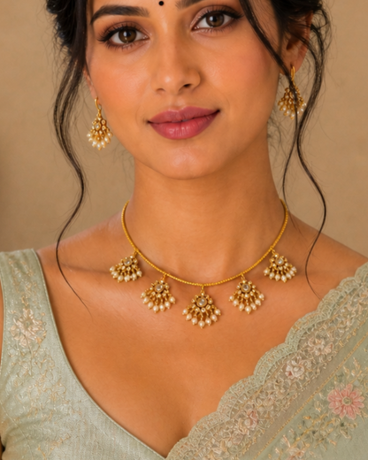 Crystal Drop Pendant Necklace Set