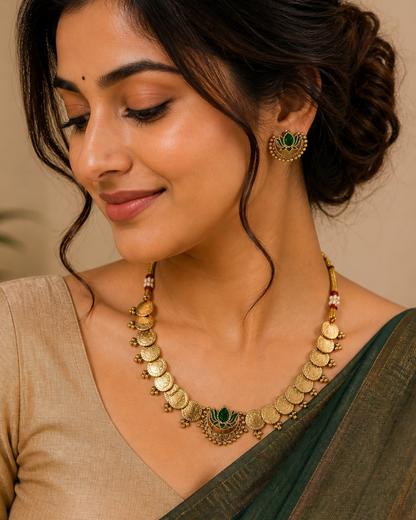 Coin Lotus Necklace Set