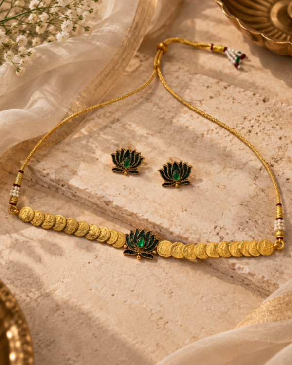 Green Padma Coin Choker Set
