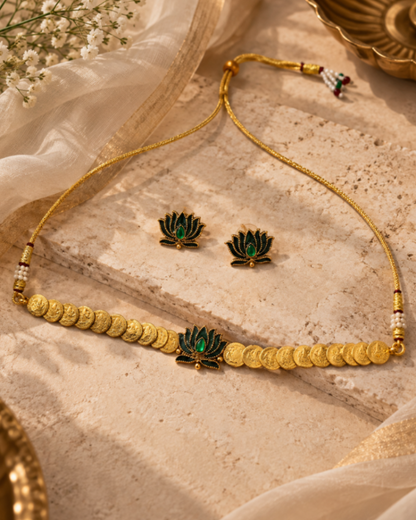 Green Padma Coin Choker Set