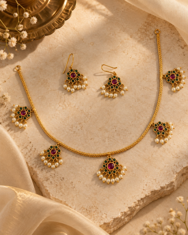 Meera Multi Color Drop Necklace Set