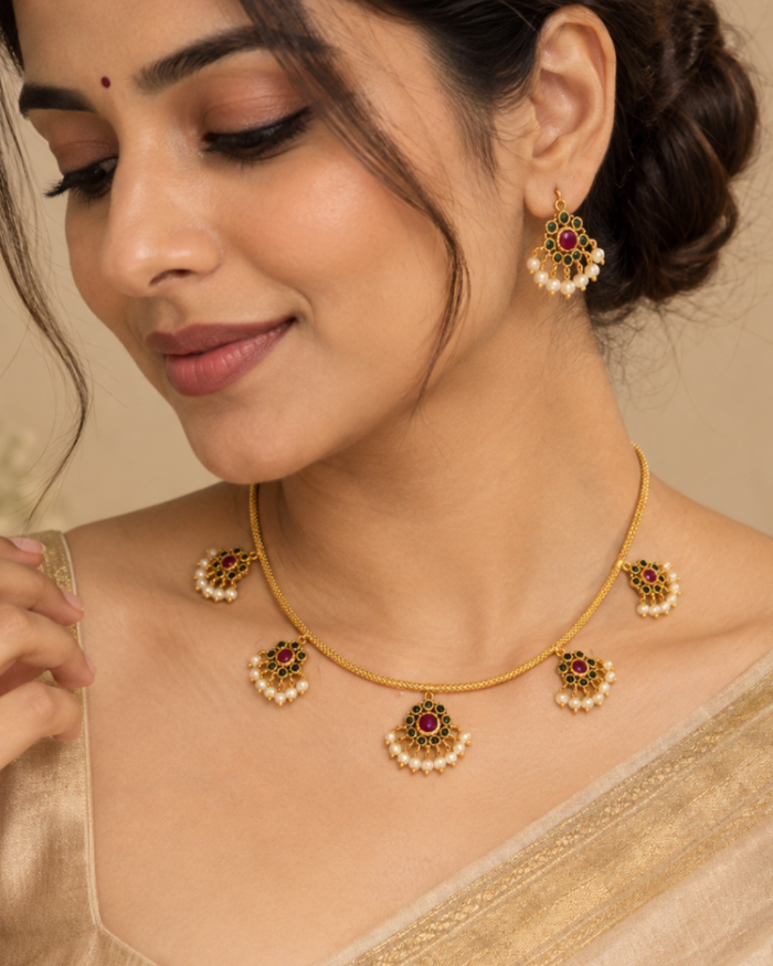 Meera Multi Color Drop Necklace Set