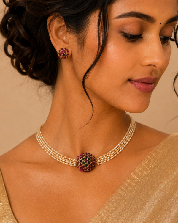 Meera Multicolor Pearl Choker Set