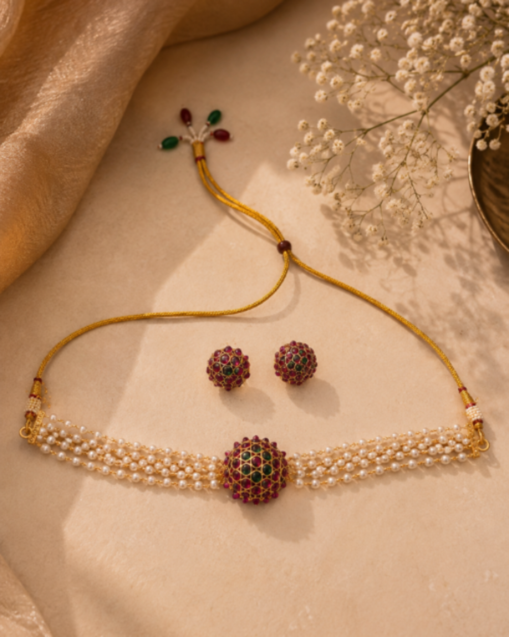 Meera Multicolor Pearl Choker Set