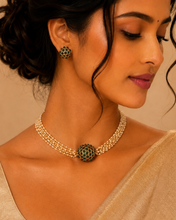 Meera Green Pearl Choker Set