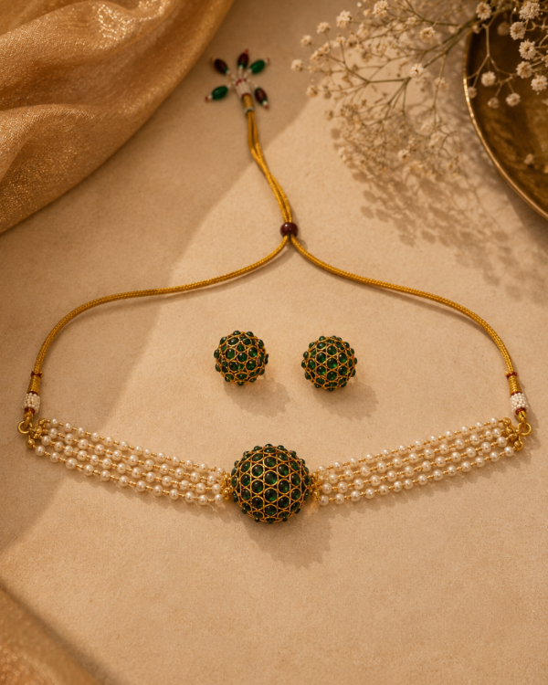 Meera Green Pearl Choker Set