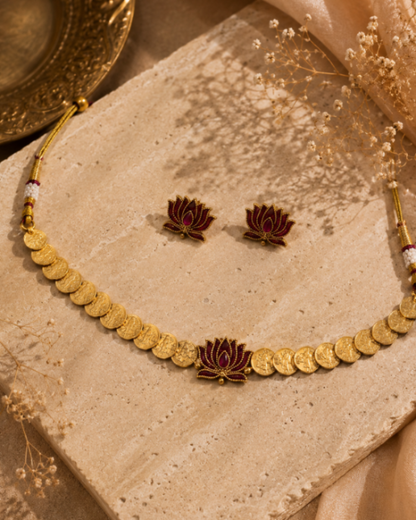 Ruby Padma Coin Choker Set