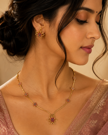 Mallika Floral Necklace Set