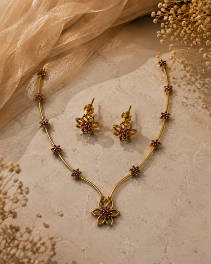 Mallika Floral Necklace Set