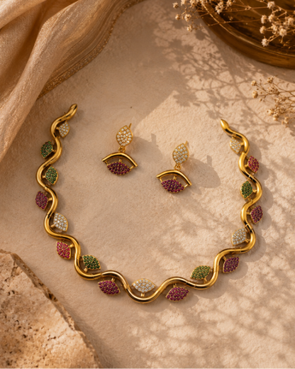 Lahari Leaf Necklace Set