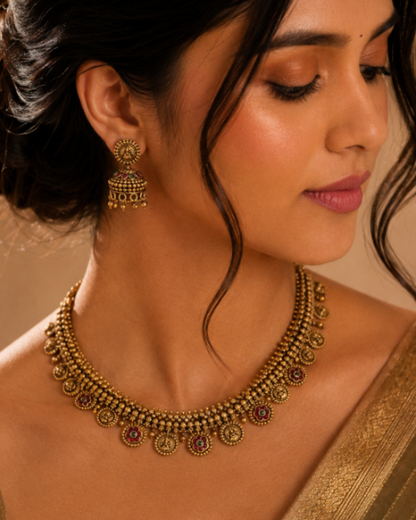 Lakshmi Coin Temple Necklace Set