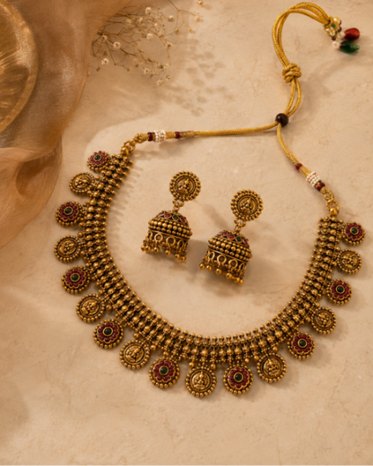 Lakshmi Coin Temple Necklace Set