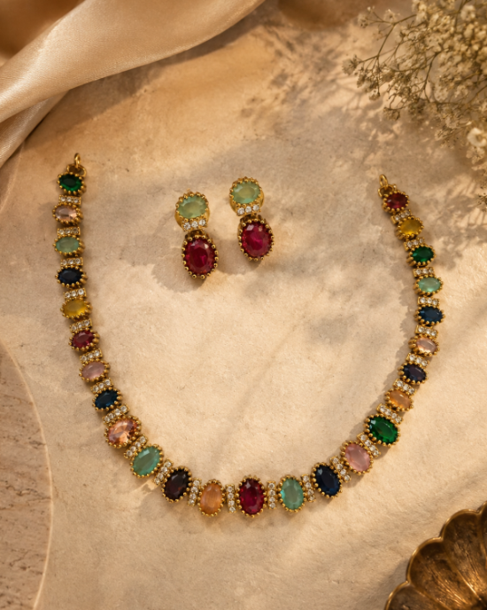 Aarika Multicolor Stone Necklace Set