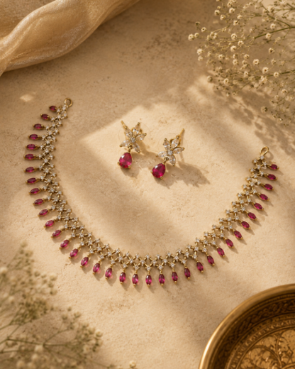 Meher Ruby Drop Necklace Set