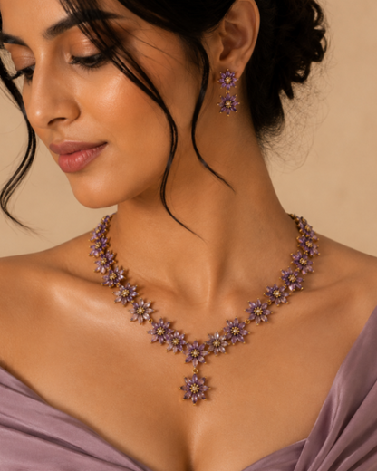 Lavanya Lavender Bloom Necklace Set