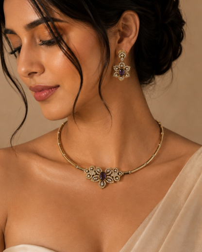Vanya Violet Floral Necklace Set