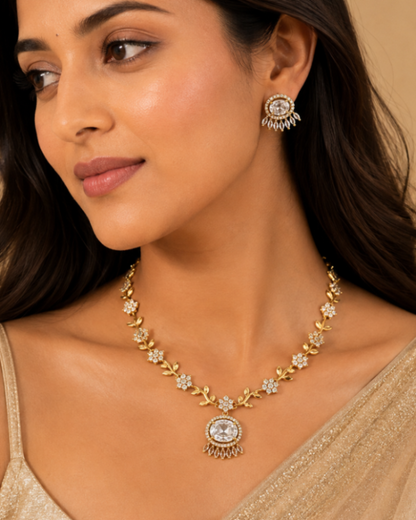 Elara Floral Drop Necklace Set