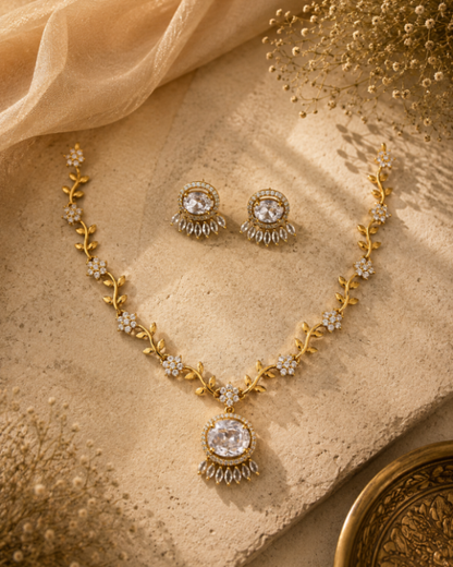 Elara Floral Drop Necklace Set