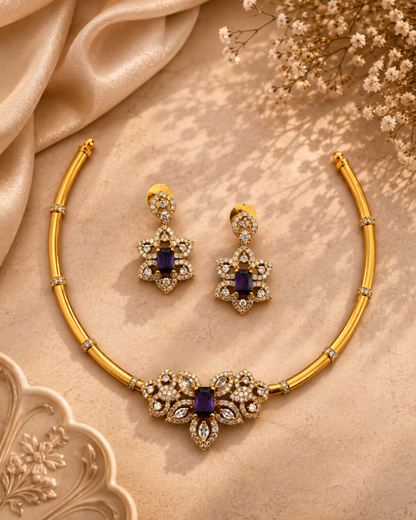 Vanya Violet Floral Necklace Set