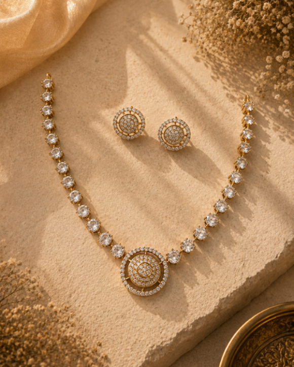 Aurelia Circle Pendant Necklace Set