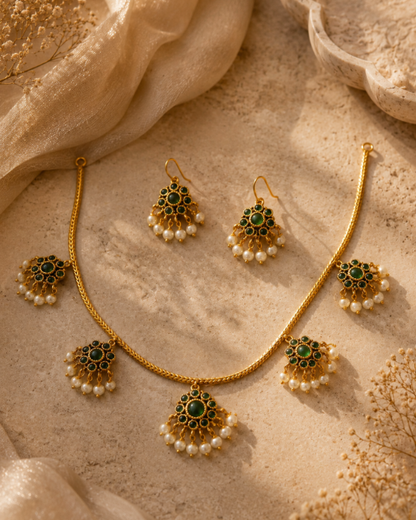 Meera Green Drop Necklace Set